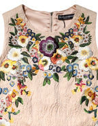 Dolce & Gabbana Beige Floral Embroidery Sleeveless Tank Top - Zeiniez
