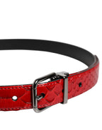 Dolce & Gabbana Red Exotic Leather Brass Metal Buckle Belt - Zeiniez