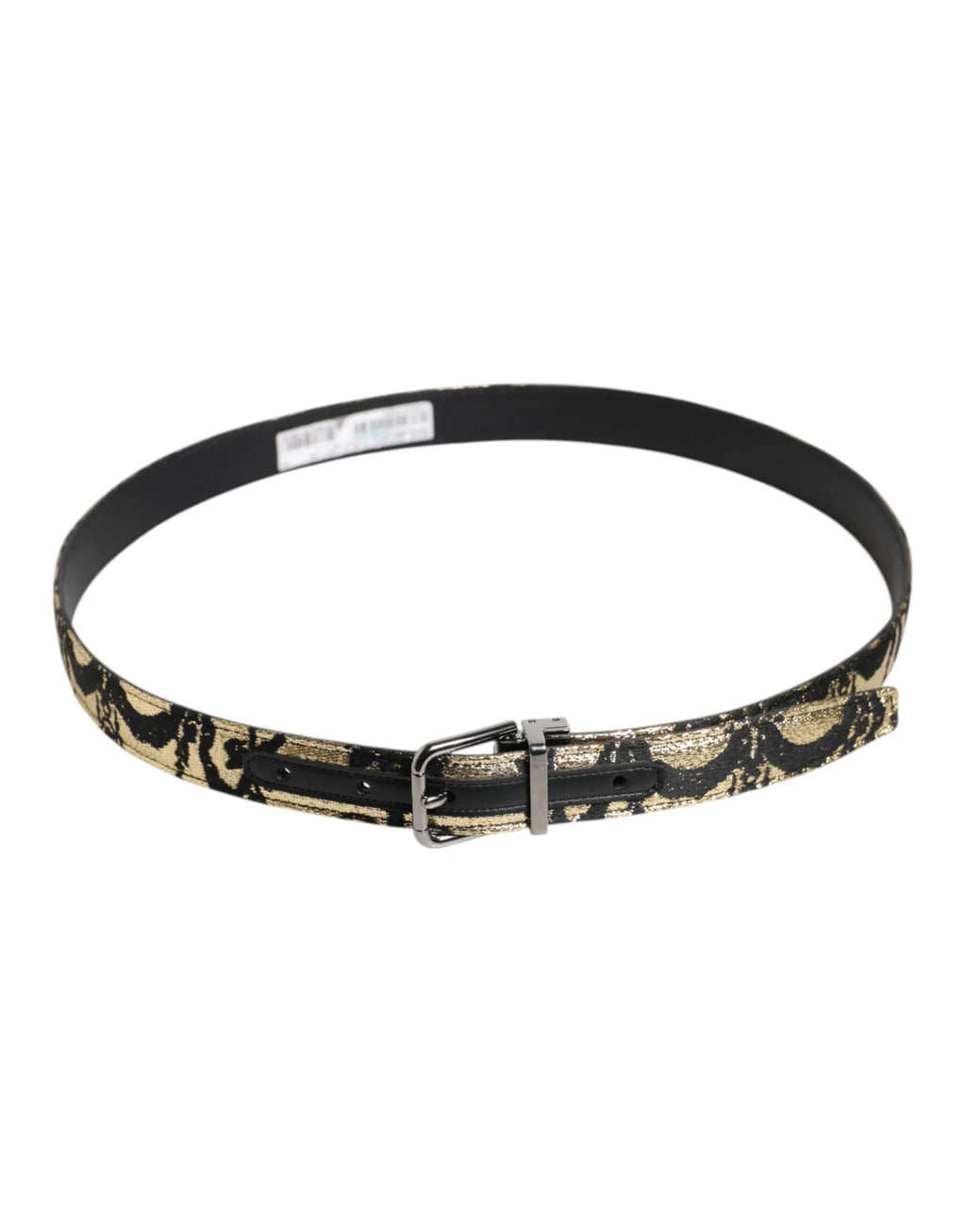 Dolce & Gabbana Multicolor Jacquard Leather Metal Buckle Belt - Zeiniez