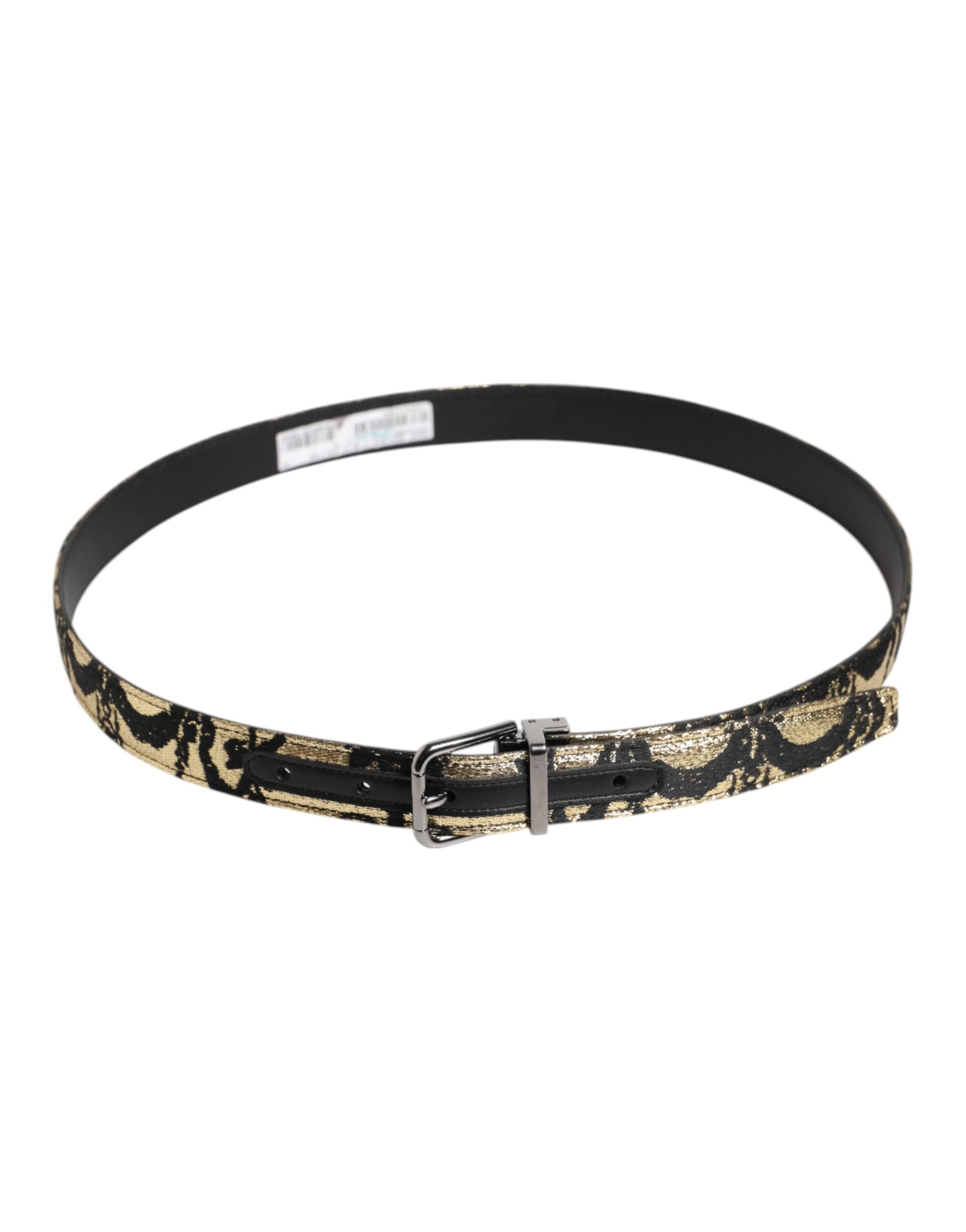 Dolce & Gabbana Multicolor Jacquard Leather Metal Buckle Belt - Zeiniez