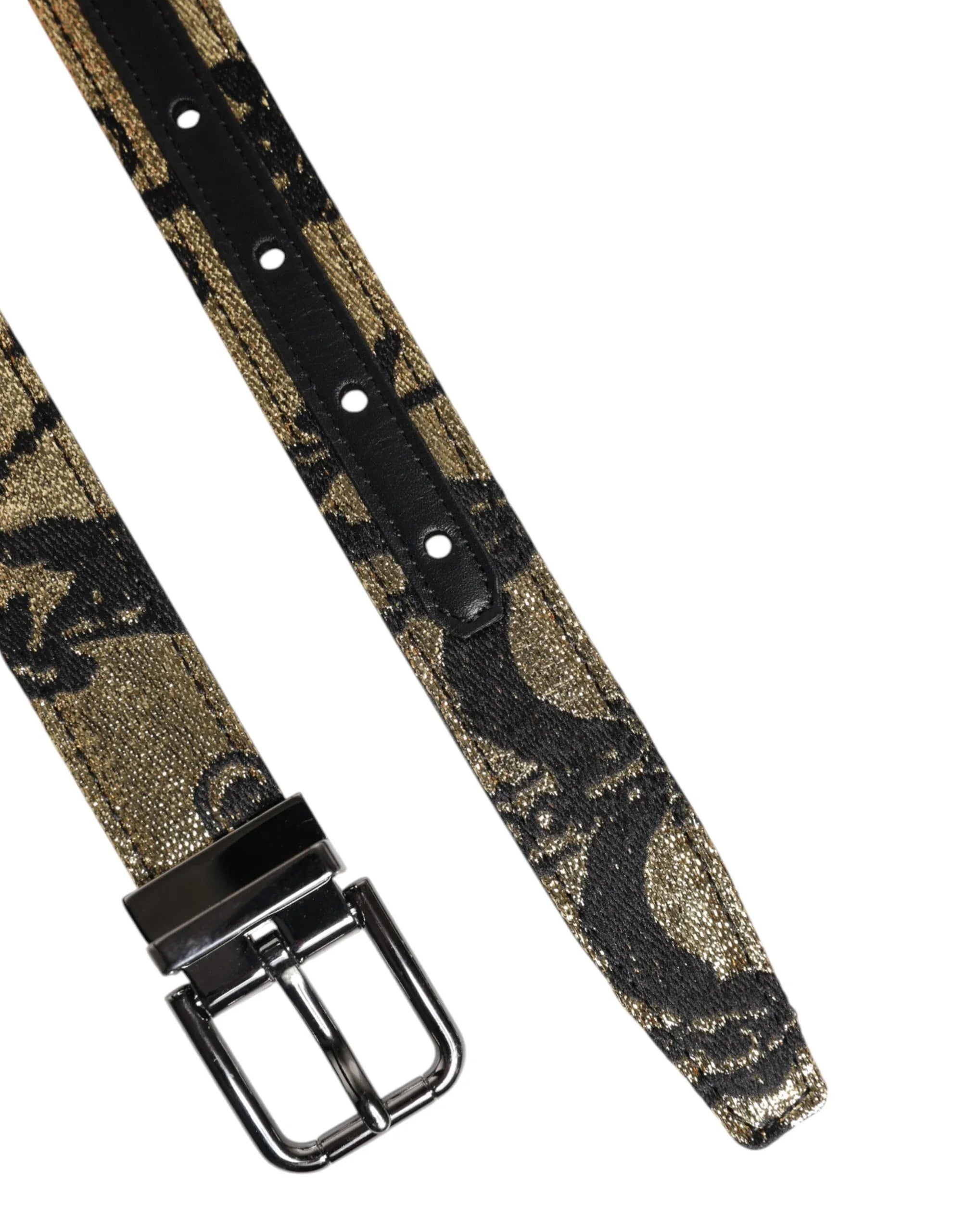 Dolce & Gabbana Multicolor Jacquard Leather Metal Buckle Belt - Zeiniez