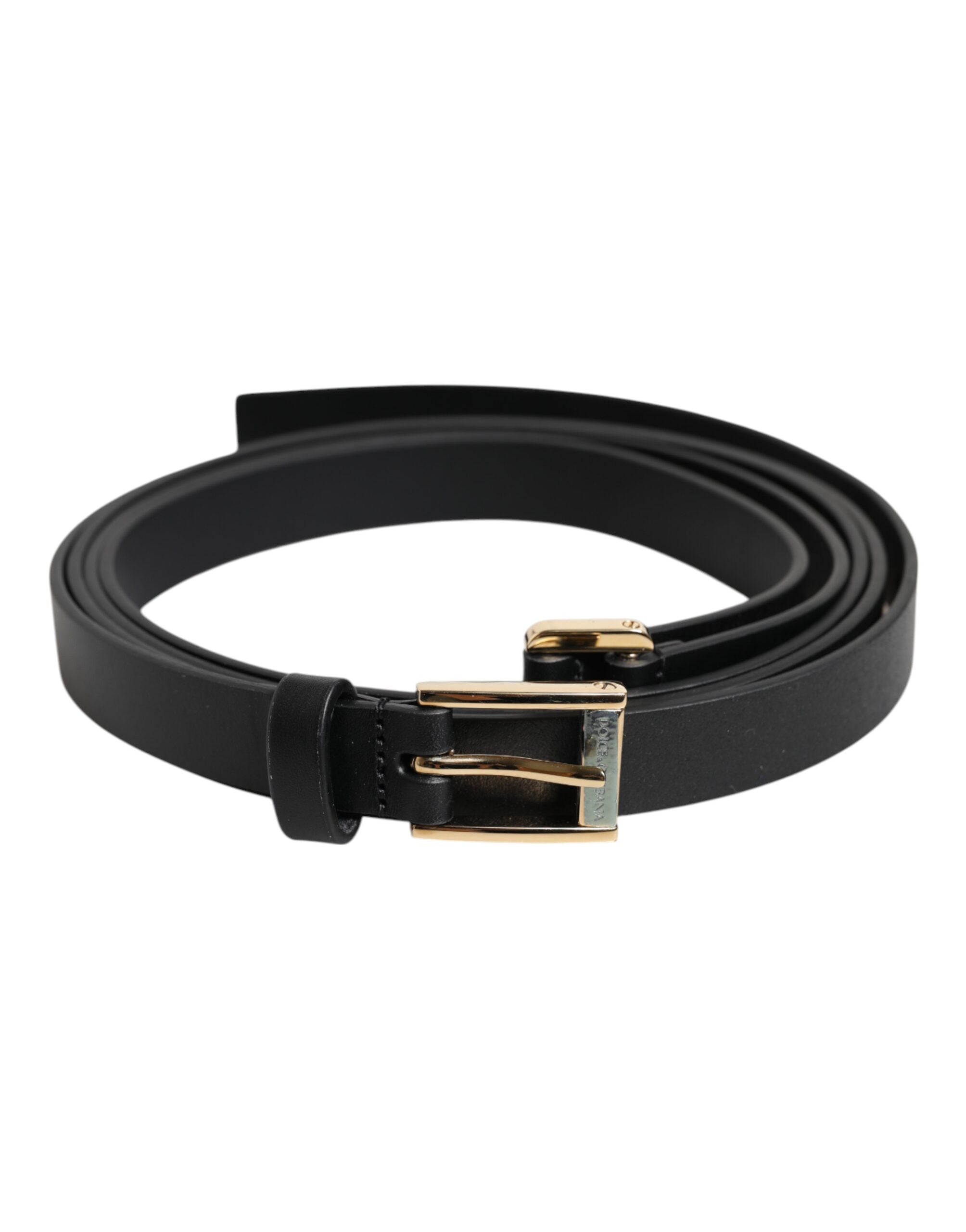 Dolce & Gabbana Black Classic Gold Metal Logo Buckle Belt - Zeiniez