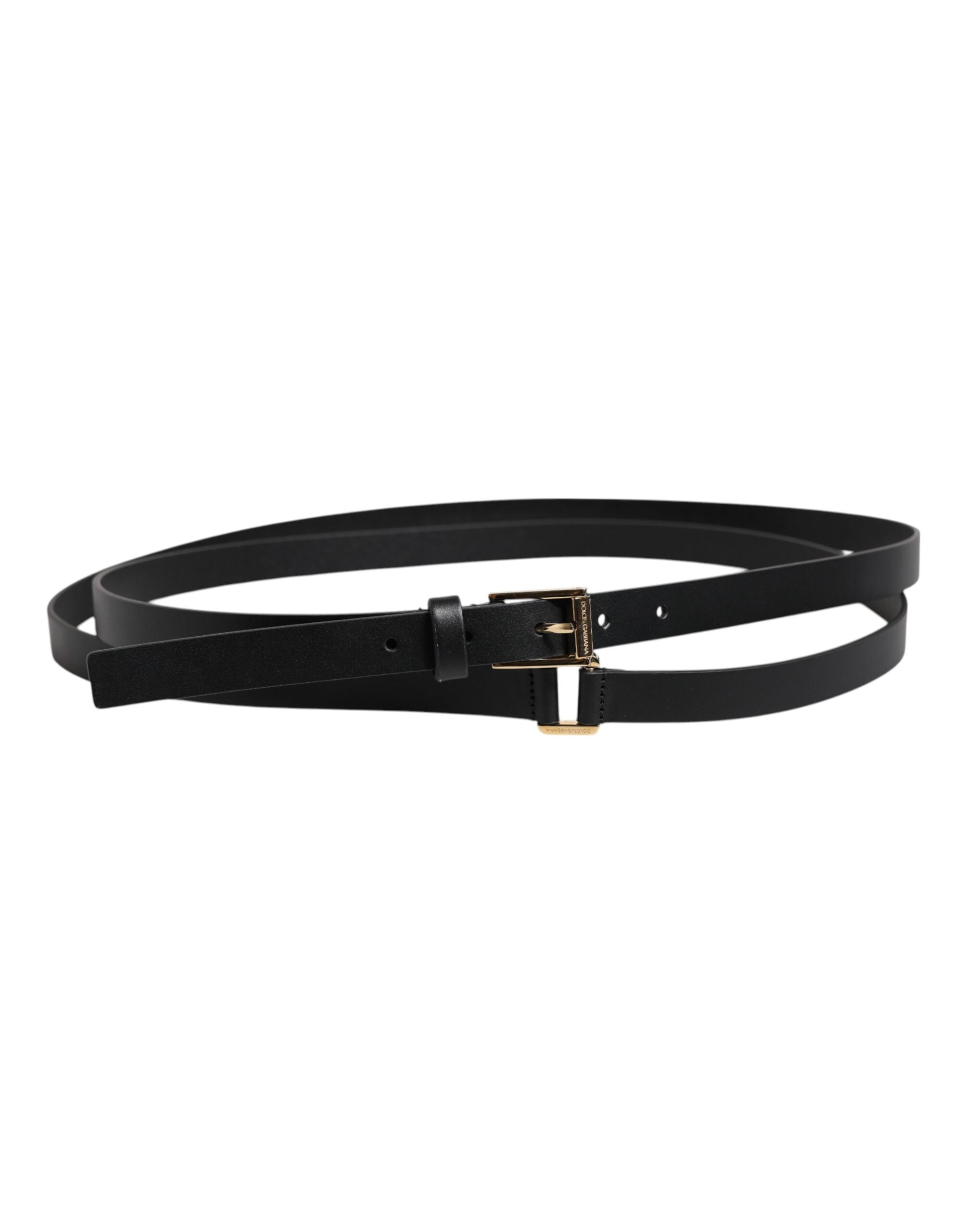 Dolce & Gabbana Black Classic Gold Metal Logo Buckle Belt - Zeiniez