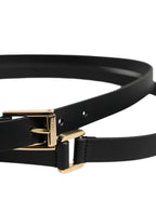 Dolce & Gabbana Black Classic Gold Metal Logo Buckle Belt - Zeiniez