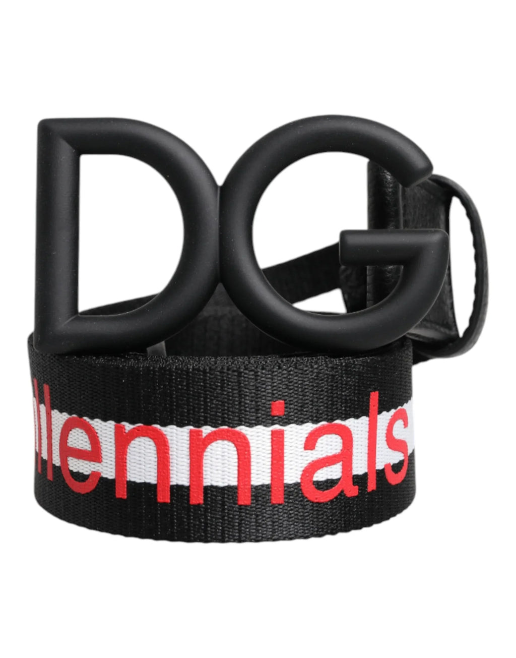 Dolce & Gabbana Black Polyester Logo Print DG Buckle Belt - Zeiniez