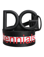 Dolce & Gabbana Black Polyester Logo Print DG Buckle Belt - Zeiniez