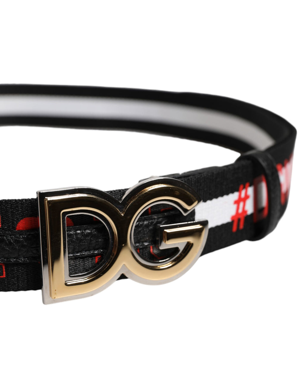 Dolce & Gabbana Black Cotton Logo Print DG Buckle Belt - Zeiniez
