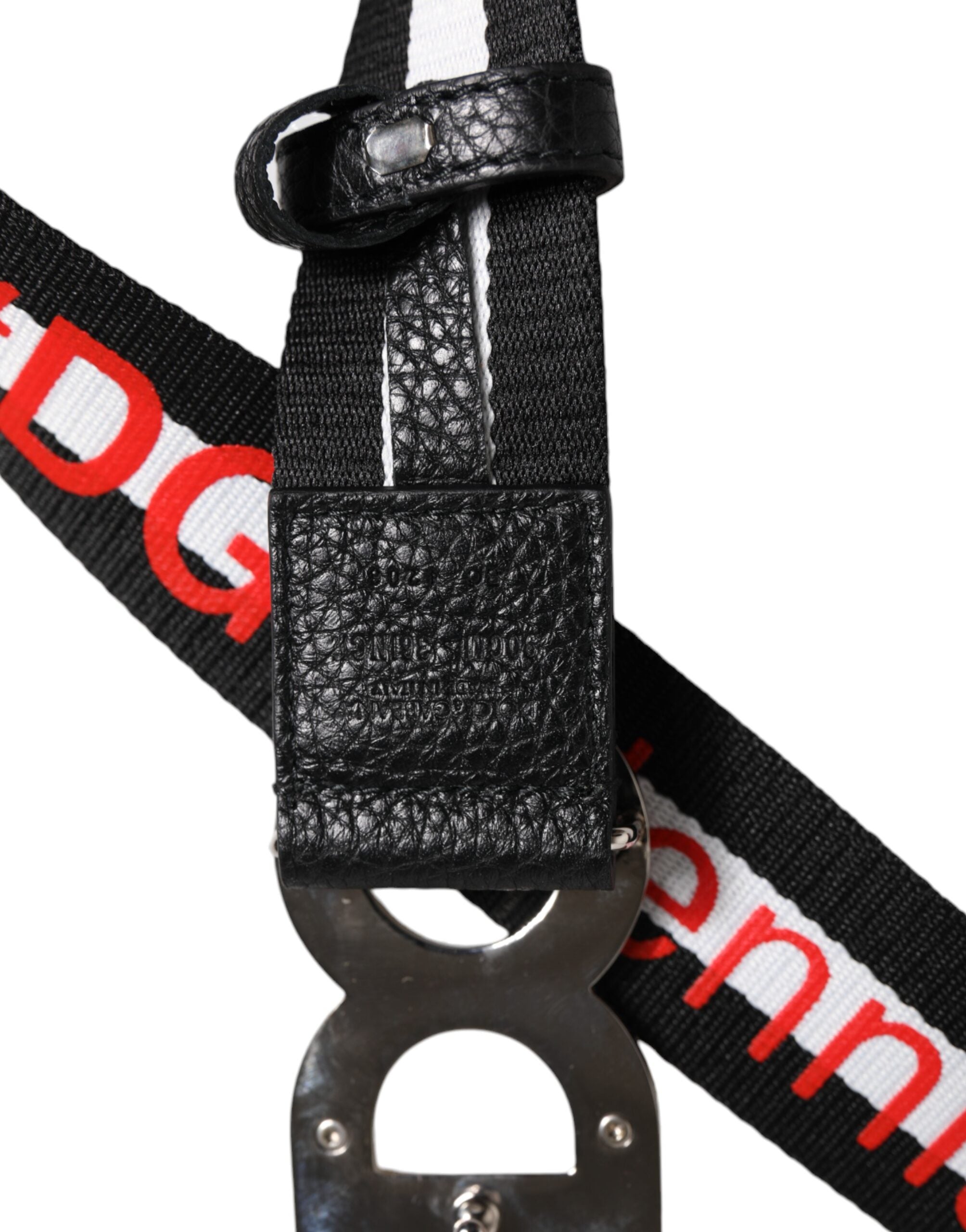 Dolce & Gabbana Black Cotton Logo Print DG Buckle Belt - Zeiniez