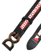 Dolce & Gabbana Black Cotton Logo Print DG Buckle Belt - Zeiniez