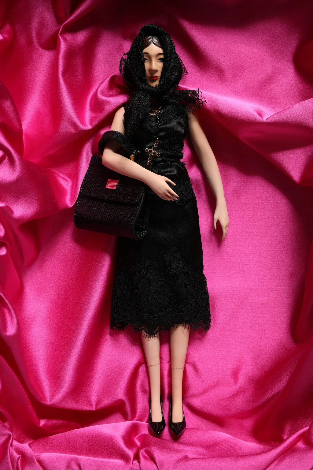 Dolce & Gabbana Black Dress Ceramic Porcelain Fashion Leather Sicily Dolls - Zeiniez