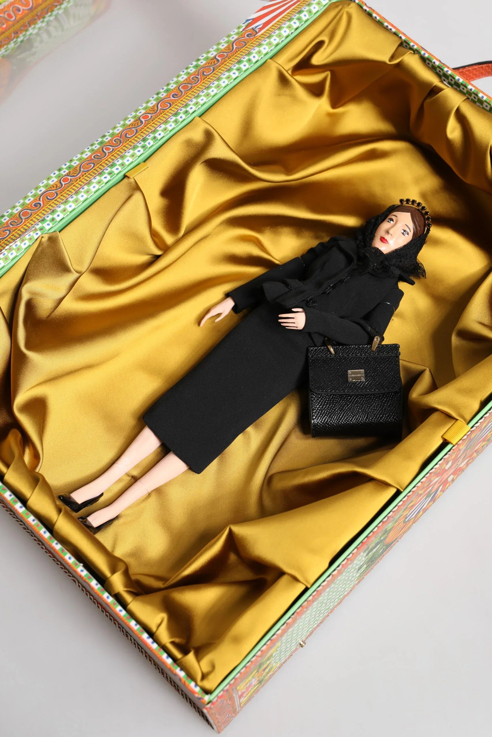 Dolce & Gabbana Black Dress Ceramic Porcelain Fashion Leather Sicily Dolls - Zeiniez