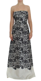 Dolce & Gabbana White Floral Lace Silk Corset Maxi Dress - Zeiniez