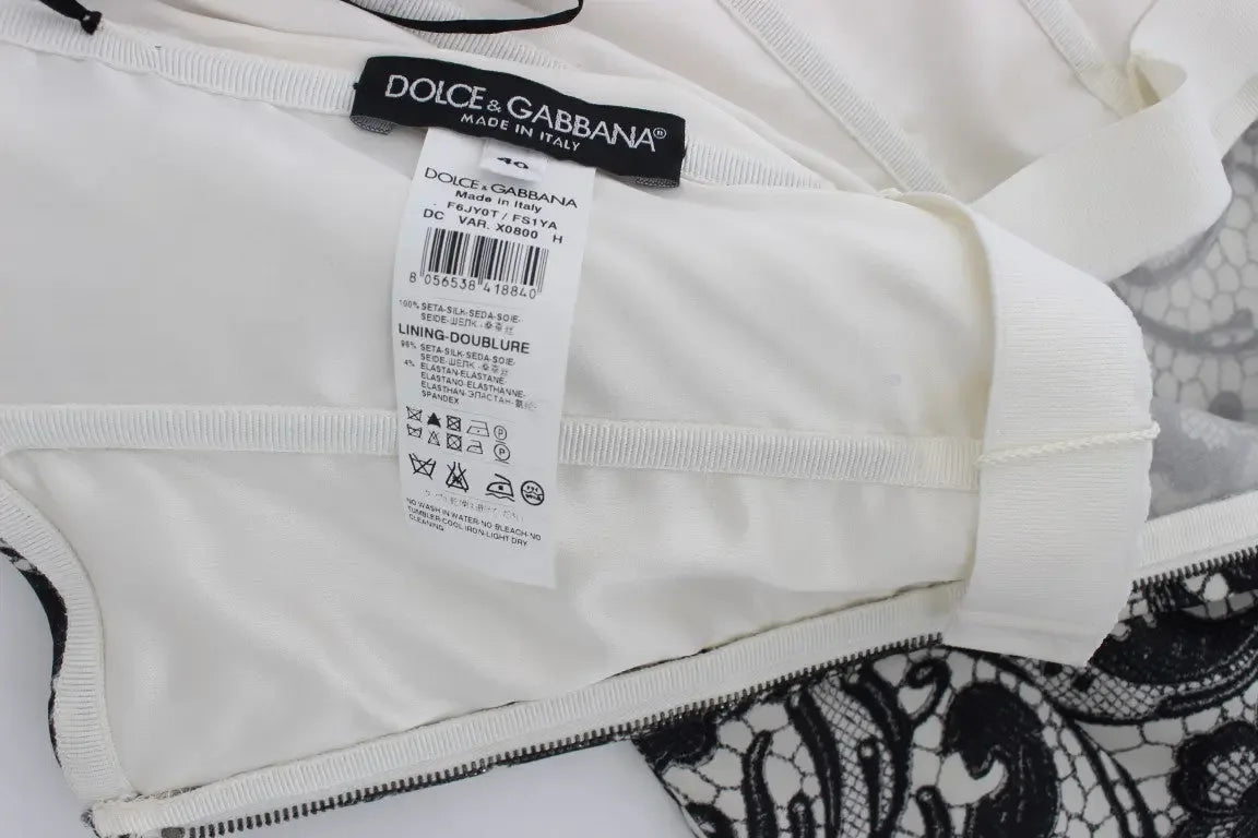 Dolce & Gabbana White Floral Lace Silk Corset Maxi Dress - Zeiniez