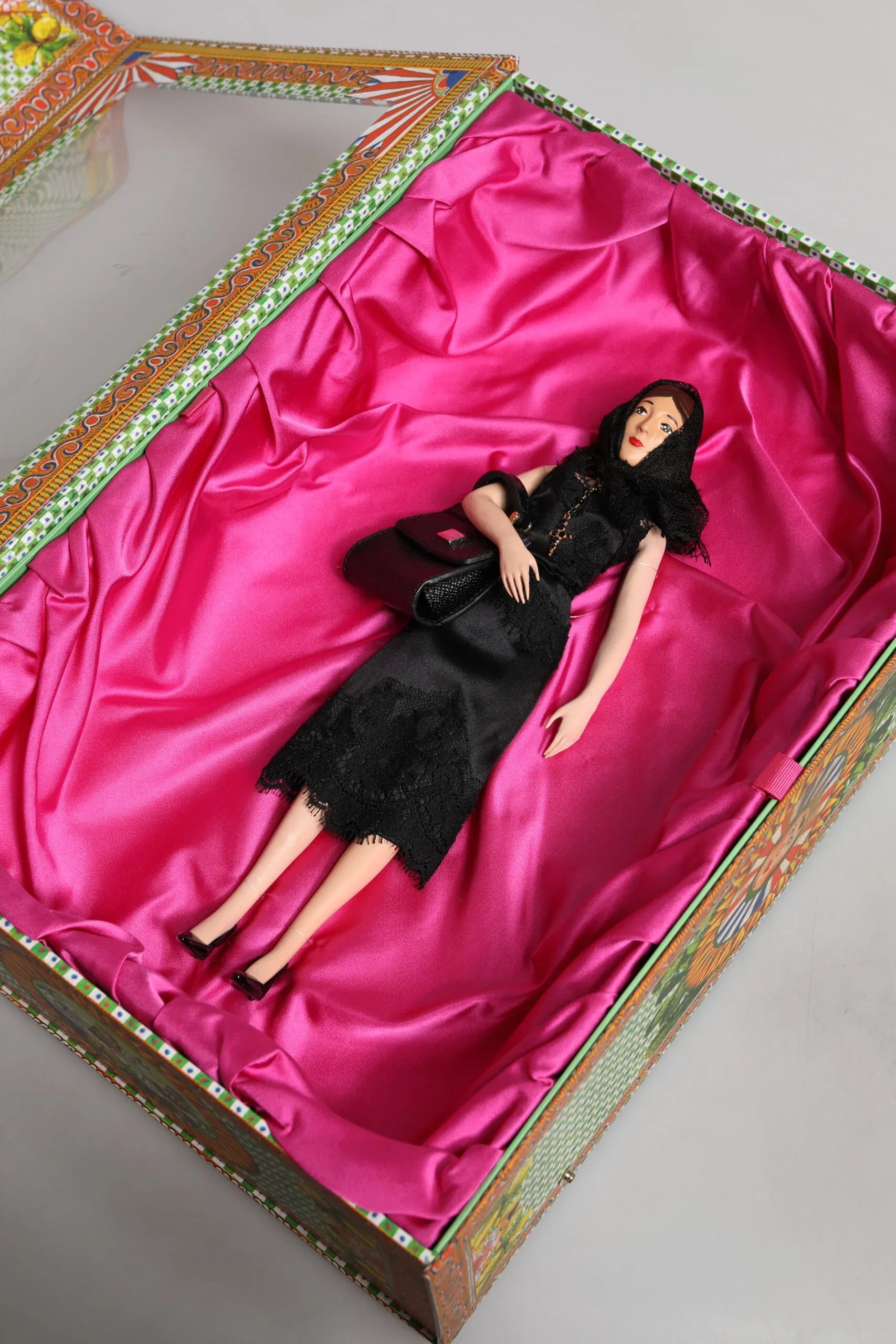 Dolce & Gabbana Black Dress Ceramic Porcelain Fashion Leather Sicily Dolls - Zeiniez