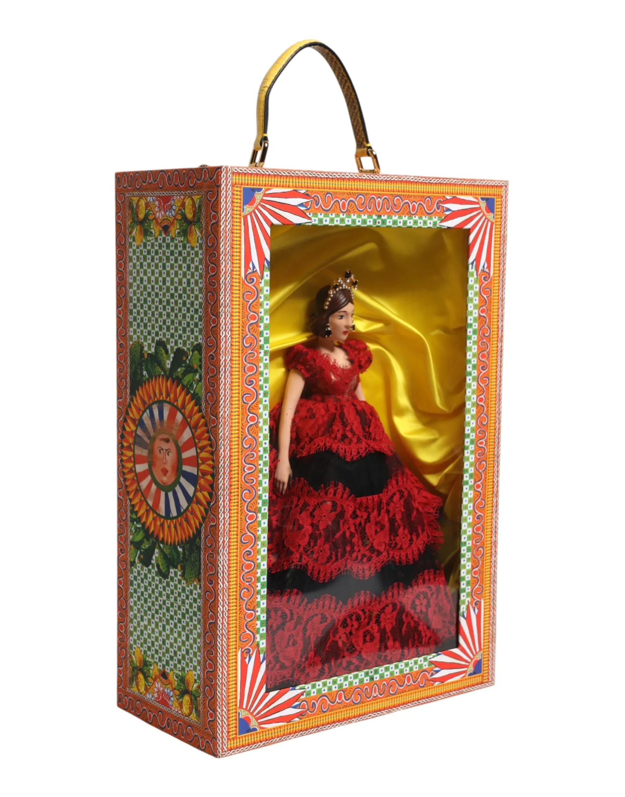 Dolce & Gabbana Red Dress Ceramic Porcelain Fashion Box Leather Sicily Dolls - Zeiniez