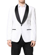 Dolce & Gabbana White Nylon Single Breasted Coat Blazer