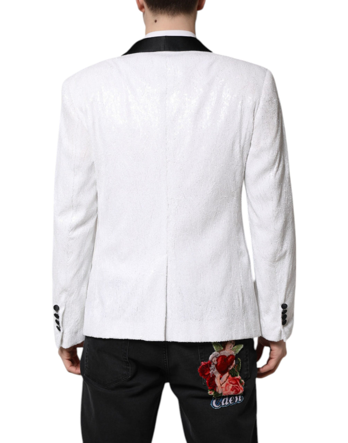 Dolce & Gabbana White Nylon Single Breasted Coat Blazer