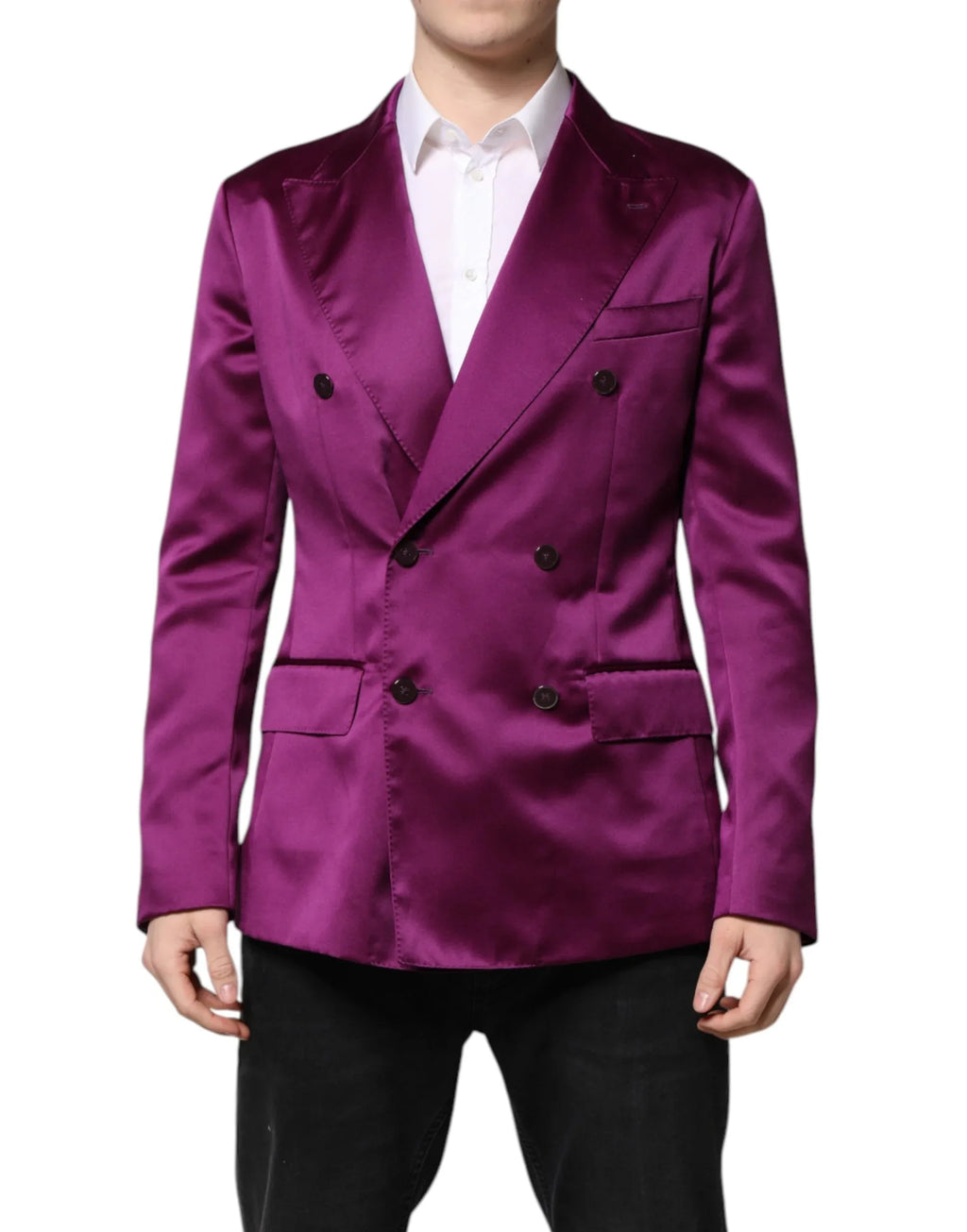 Dolce & Gabbana Purple Double Breasted Men Suit Coat Blazer - Zeiniez