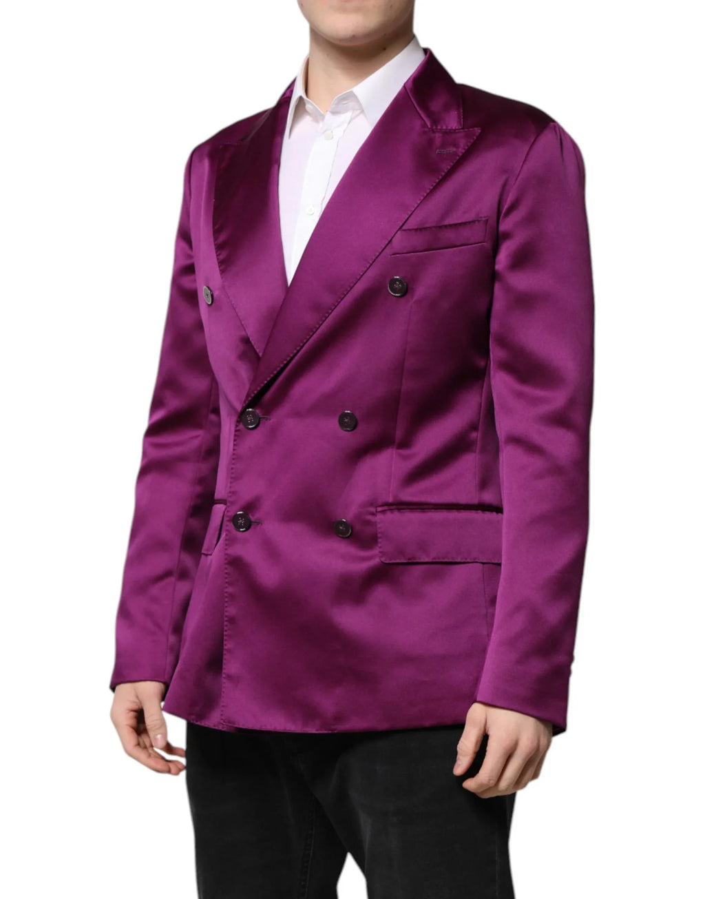Dolce & Gabbana Purple Double Breasted Men Suit Coat Blazer - Zeiniez