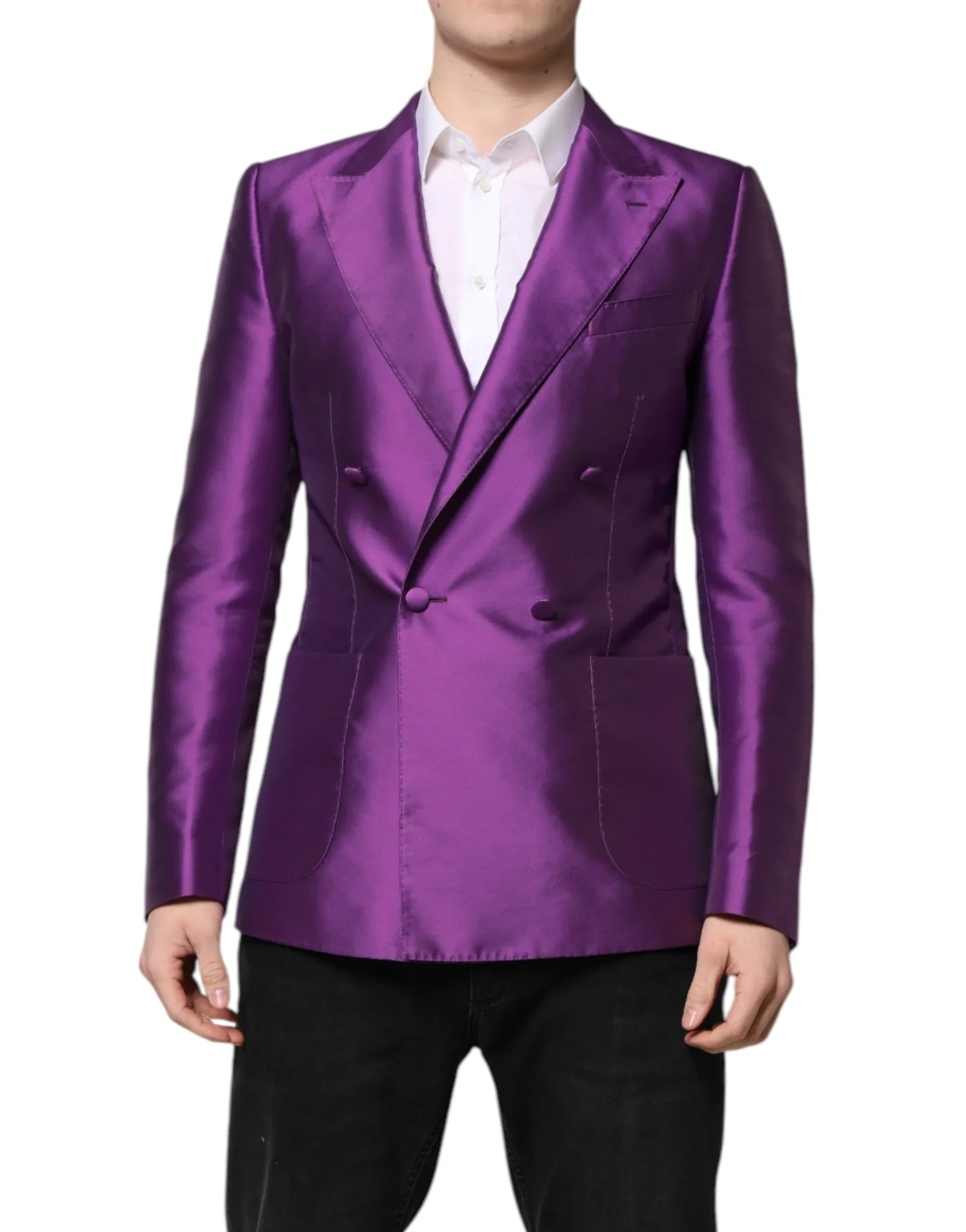 Dolce & Gabbana Purple Double Breasted Men Suit Coat Blazer - Zeiniez