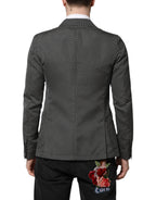 Dolce & Gabbana Dark Gray White Patterned Men Suit Coat Blazer