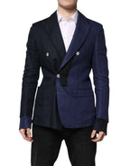 Dolce & Gabbana Navy Blue Double Breasted Suit Coat Blazer - Zeiniez