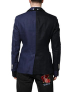 Dolce & Gabbana Navy Blue Double Breasted Suit Coat Blazer - Zeiniez
