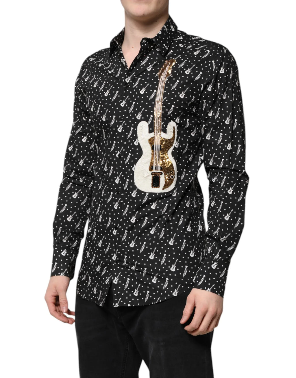 Dolce & Gabbana Black GOLD Instrument Embellished Shirt - Zeiniez