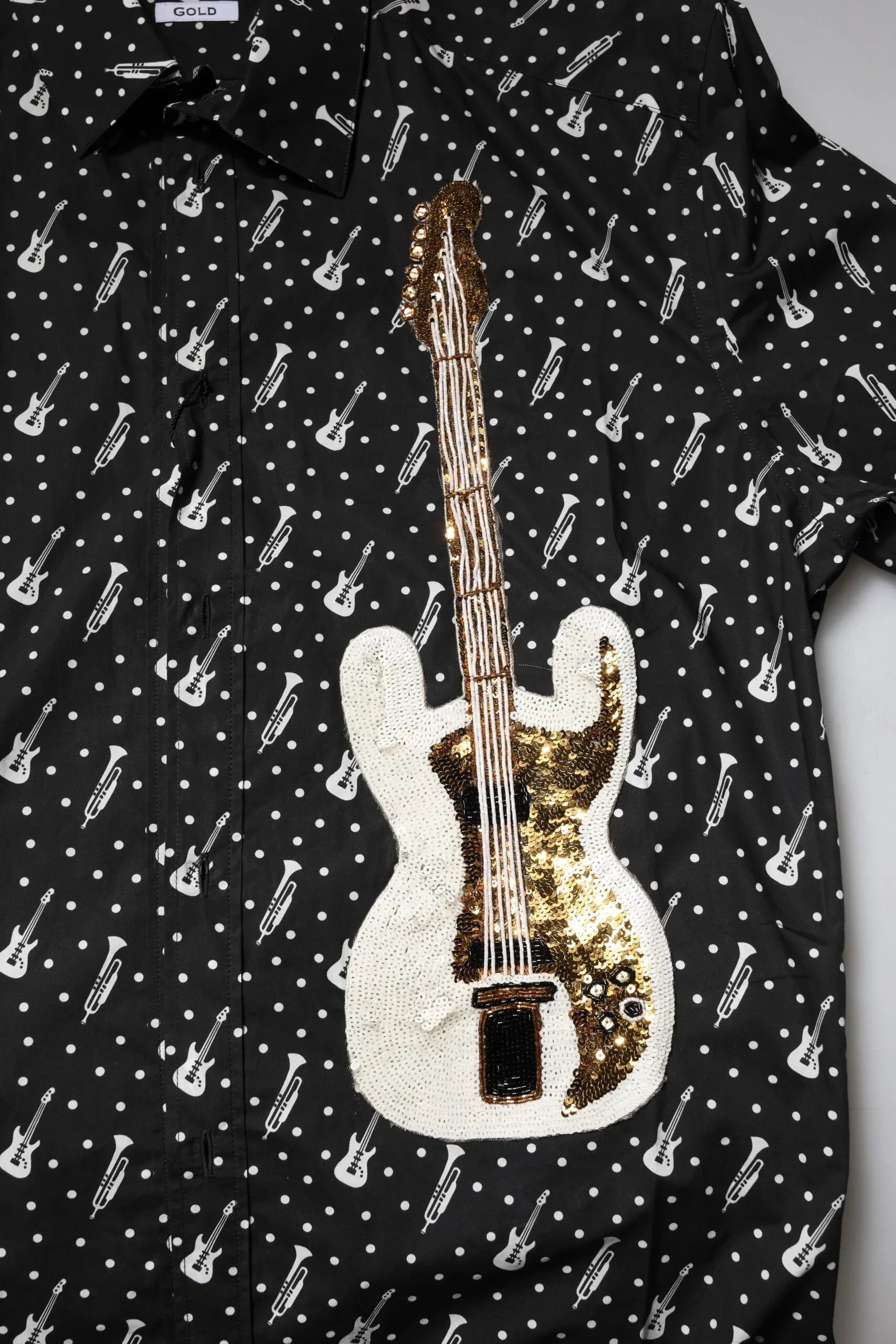 Dolce & Gabbana Black GOLD Instrument Embellished Shirt - Zeiniez