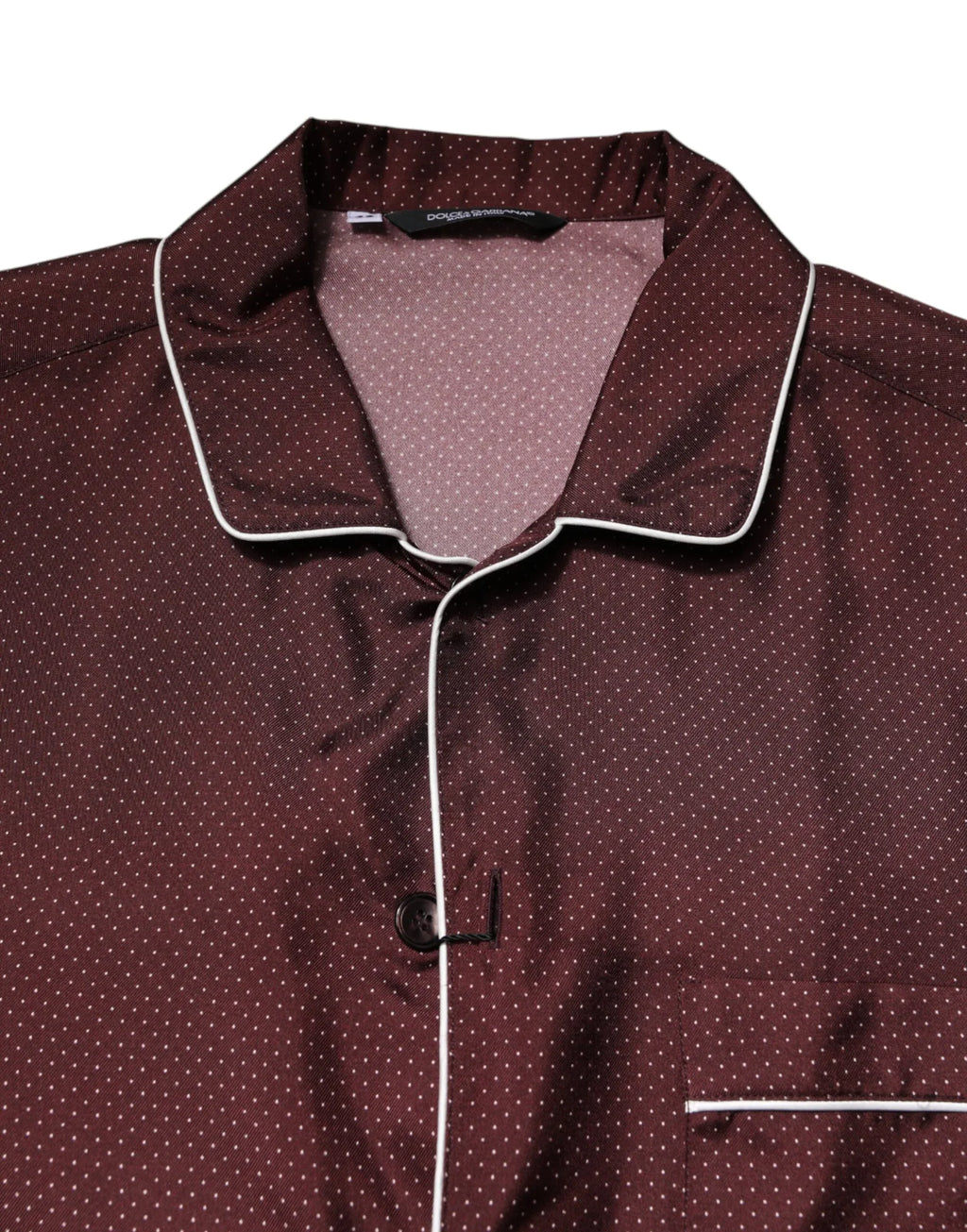 Dolce & Gabbana Burgundy Silk Dotted Long Sleeves Shirt - Zeiniez