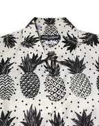 Dolce & Gabbana White Pineapple Print Long Sleeve GOLD Shirt - Zeiniez