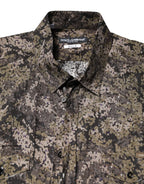 Dolce & Gabbana Multicolor Camouflage Button Down GOLD Shirt - Zeiniez