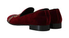 Dolce & Gabbana Bordeaux Velvet Loafers Gun Horseshoe Shoes - Zeiniez