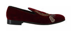 Dolce & Gabbana Bordeaux Velvet Loafers Gun Horseshoe Shoes - Zeiniez