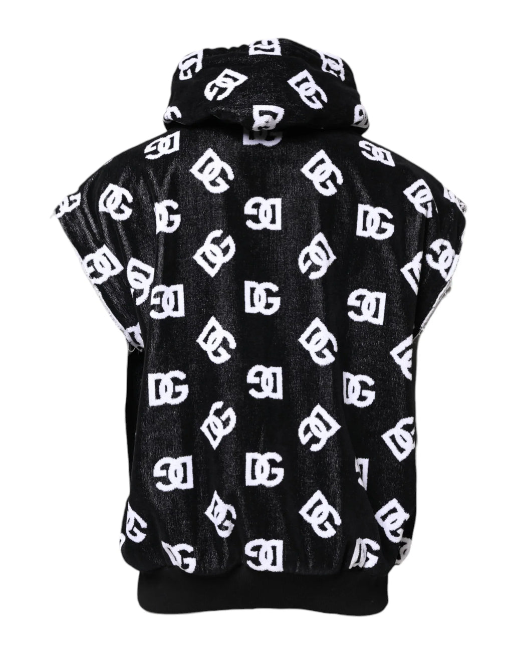 Dolce & Gabbana Black DG Cotton Hooded Sleeveless Sweater - Zeiniez