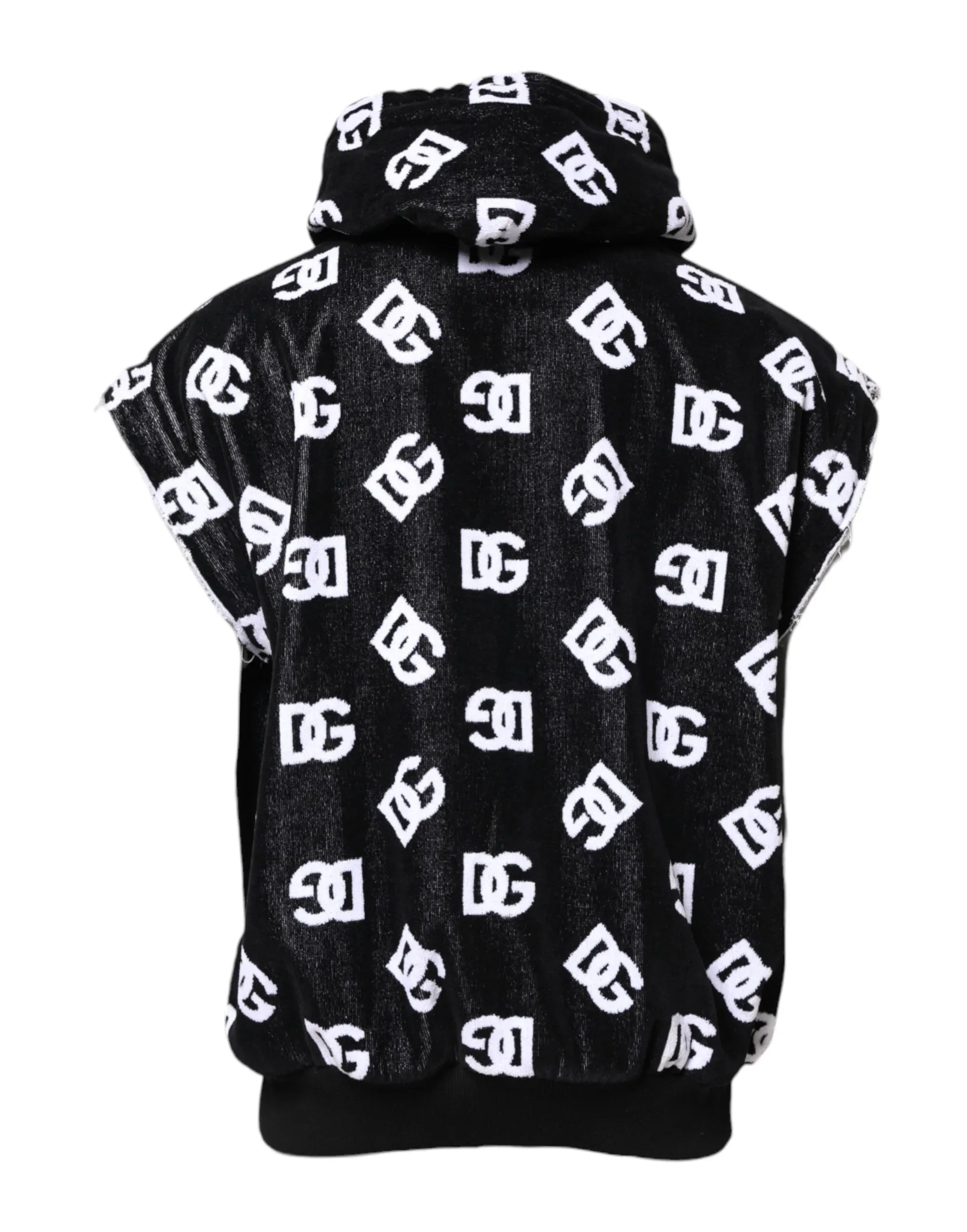 Dolce & Gabbana Black DG Cotton Hooded Sleeveless Sweater - Zeiniez