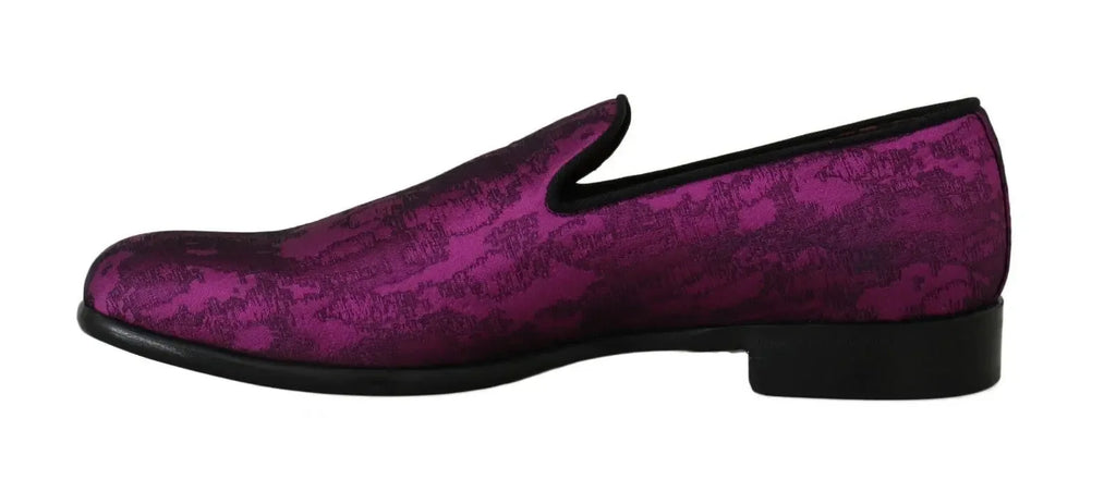 Dolce & Gabbana Purple Jacquard Loafers Dress Formal Shoes - Zeiniez