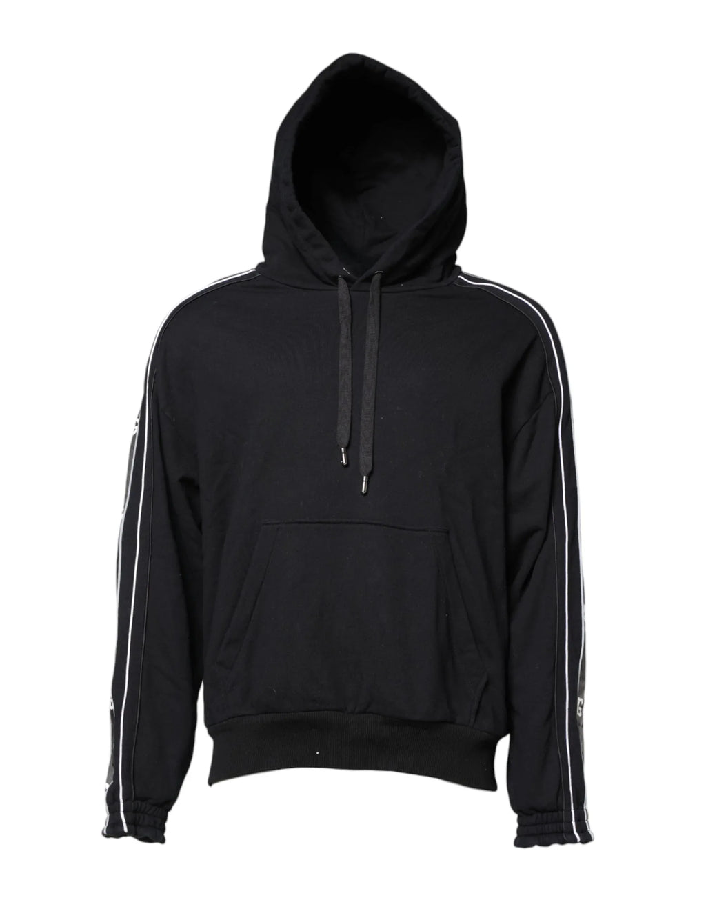 Dolce & Gabbana Black Cotton Logo Hooded Sweatshirt Sweater - Zeiniez