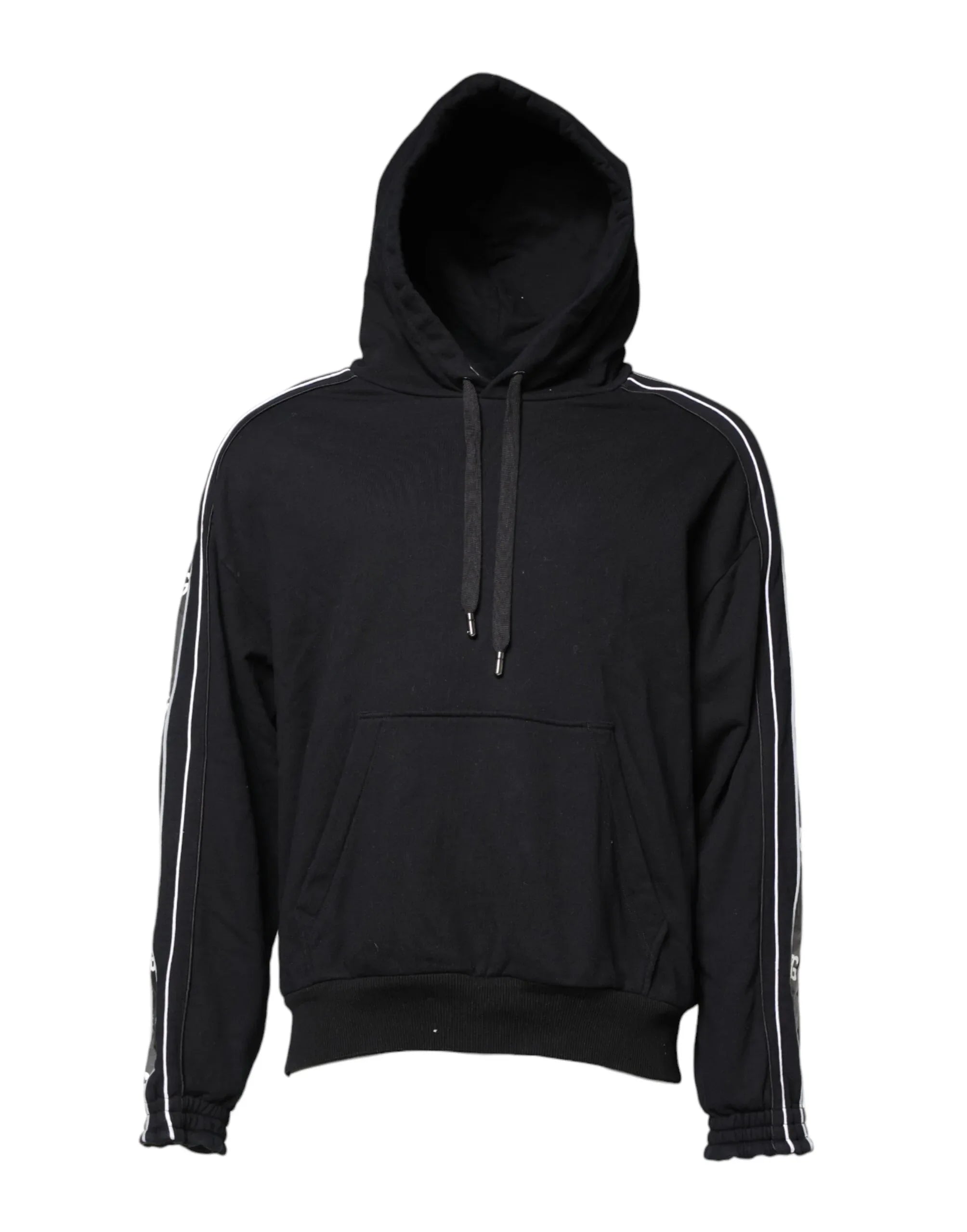 Dolce & Gabbana Black Cotton Logo Hooded Sweatshirt Sweater - Zeiniez