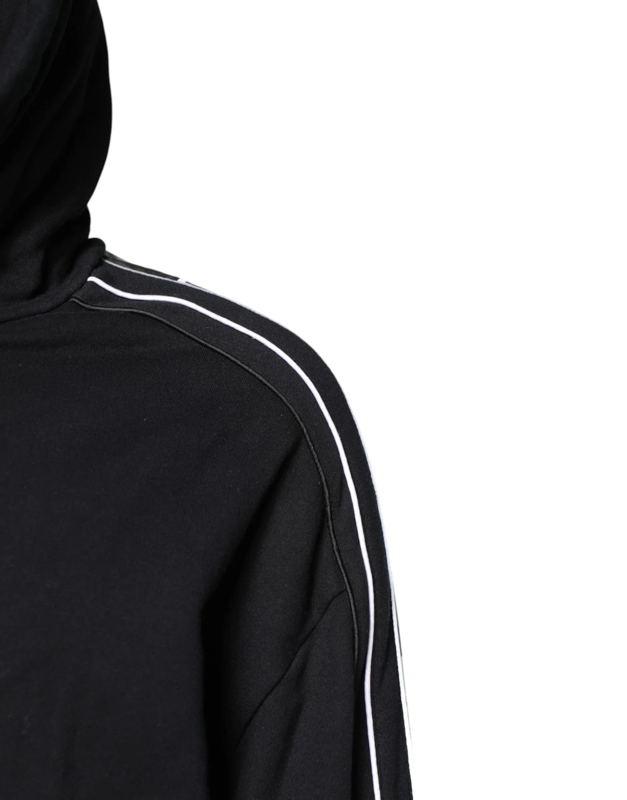 Dolce & Gabbana Black Cotton Logo Hooded Sweatshirt Sweater - Zeiniez