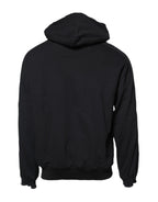 Dolce & Gabbana Black Cotton Logo Hooded Sweatshirt Sweater - Zeiniez