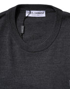 Dolce & Gabbana Gray Wool Logo Knitted Men Pullover Sweater - Zeiniez