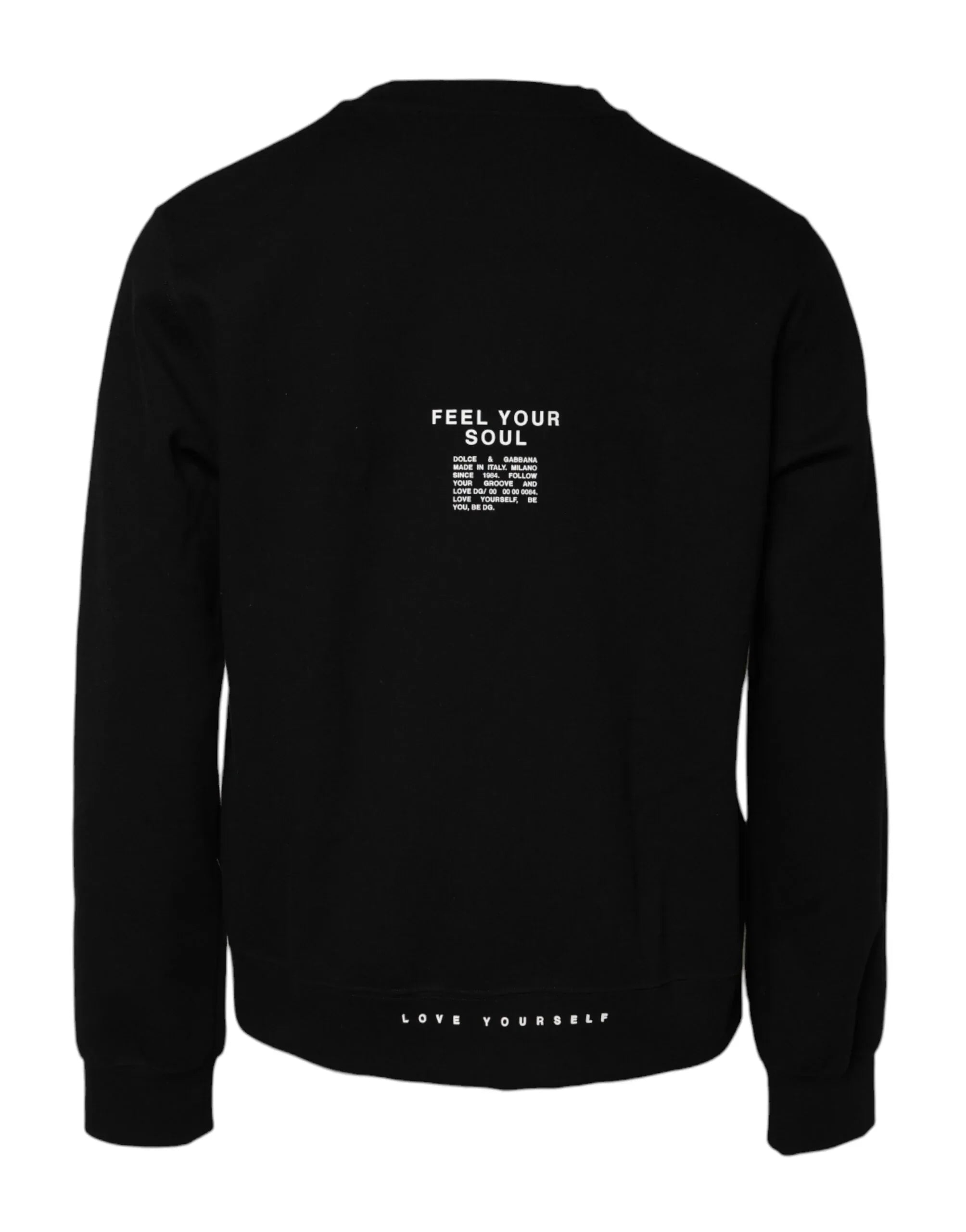Dolce & Gabbana Black Cotton Logo Knitted Pullover Sweater - Zeiniez