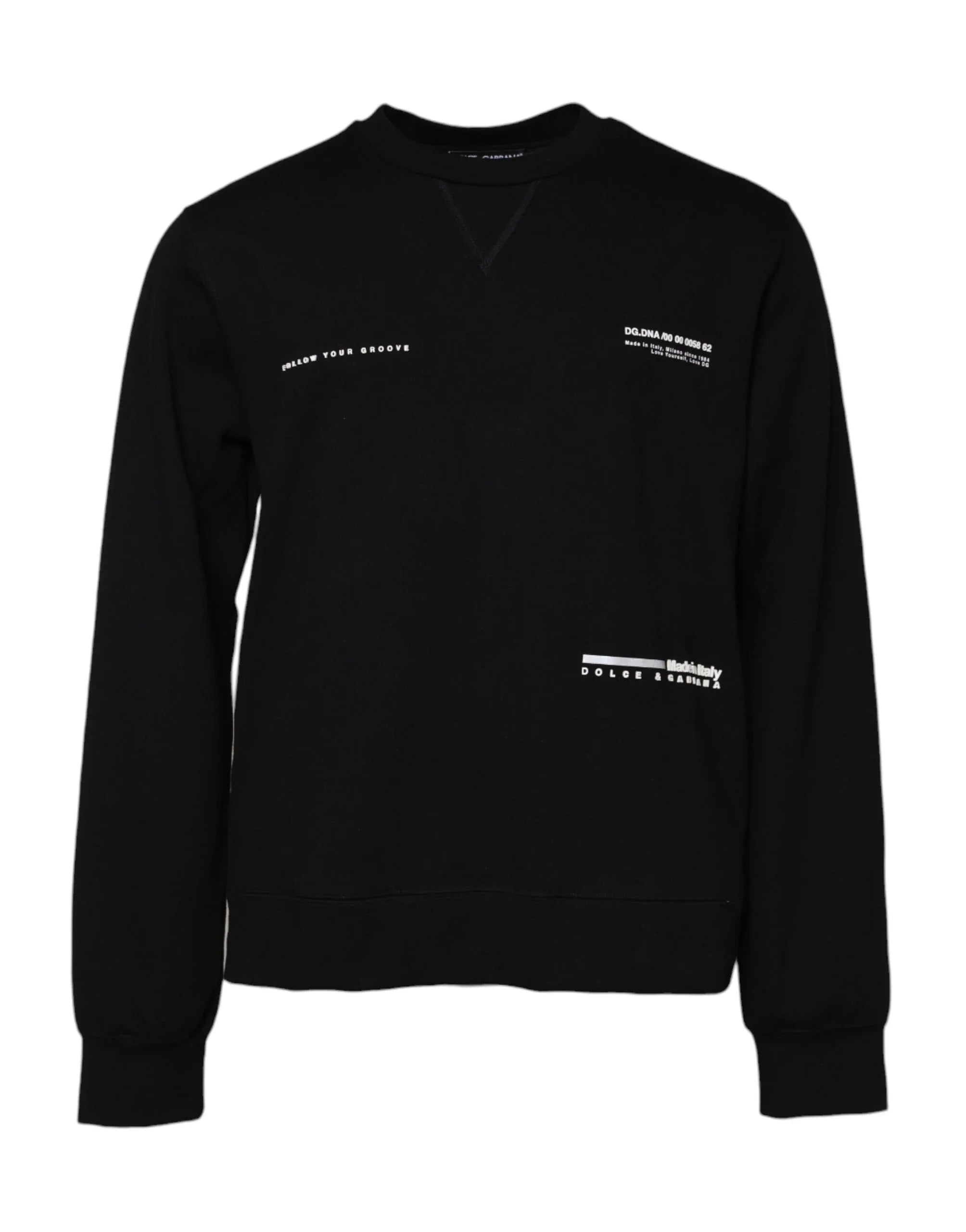 Dolce & Gabbana Black Cotton Logo Knitted Pullover Sweater - Zeiniez