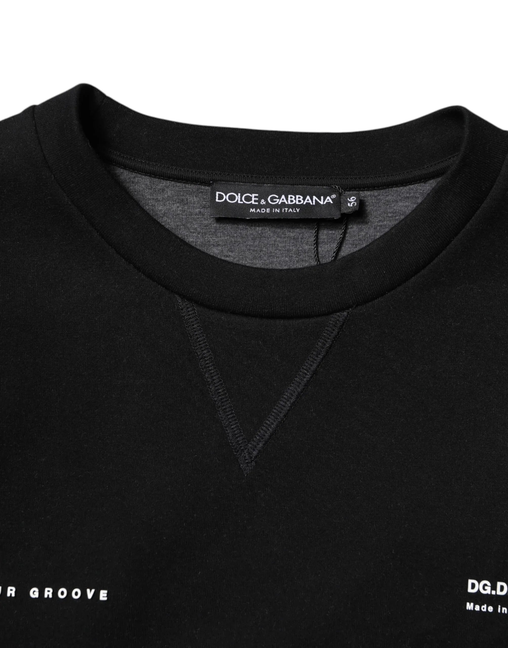 Dolce & Gabbana Black Cotton Logo Knitted Pullover Sweater - Zeiniez