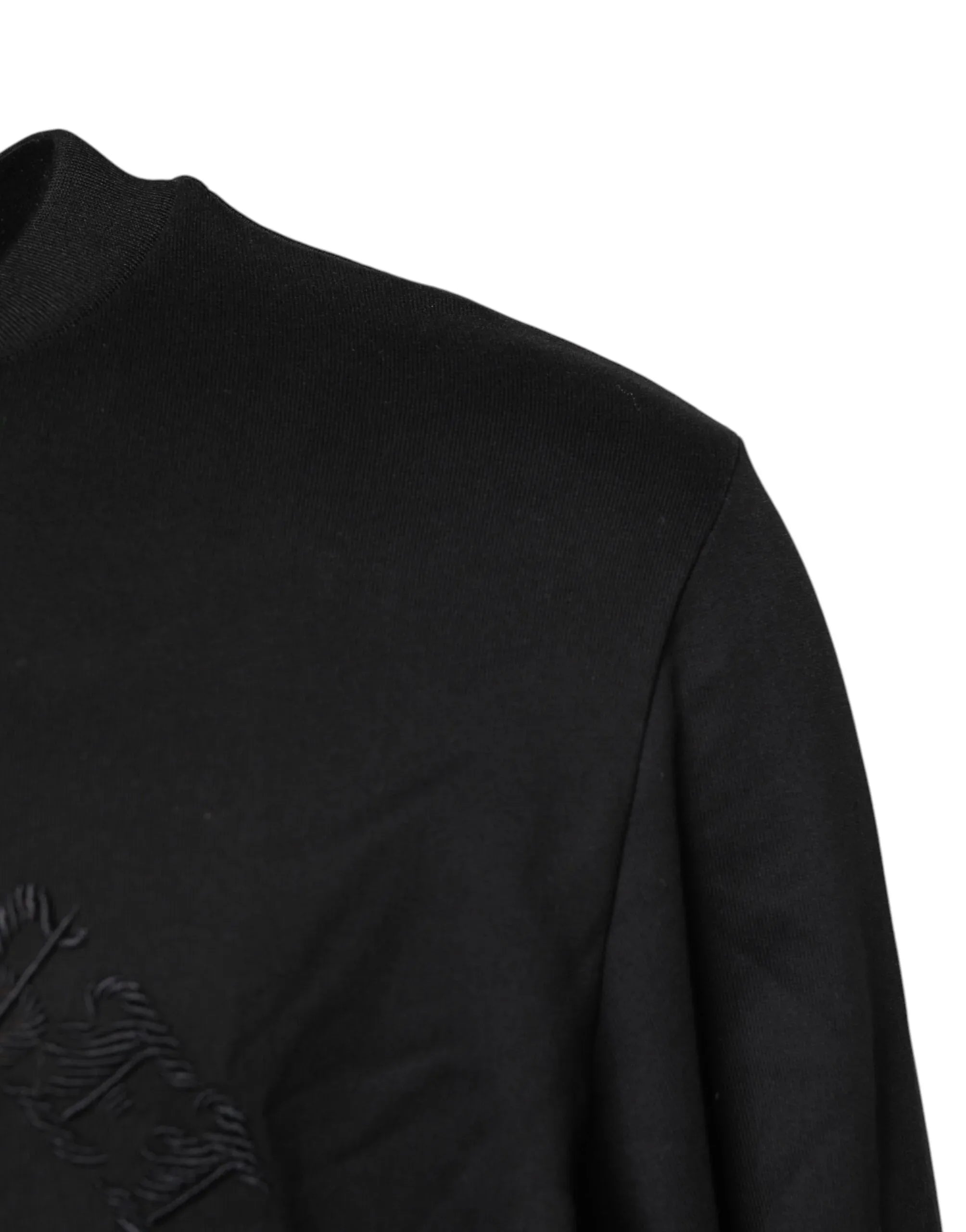 Dolce & Gabbana Black Embroidered Crew Neck Pullover Sweater - Zeiniez