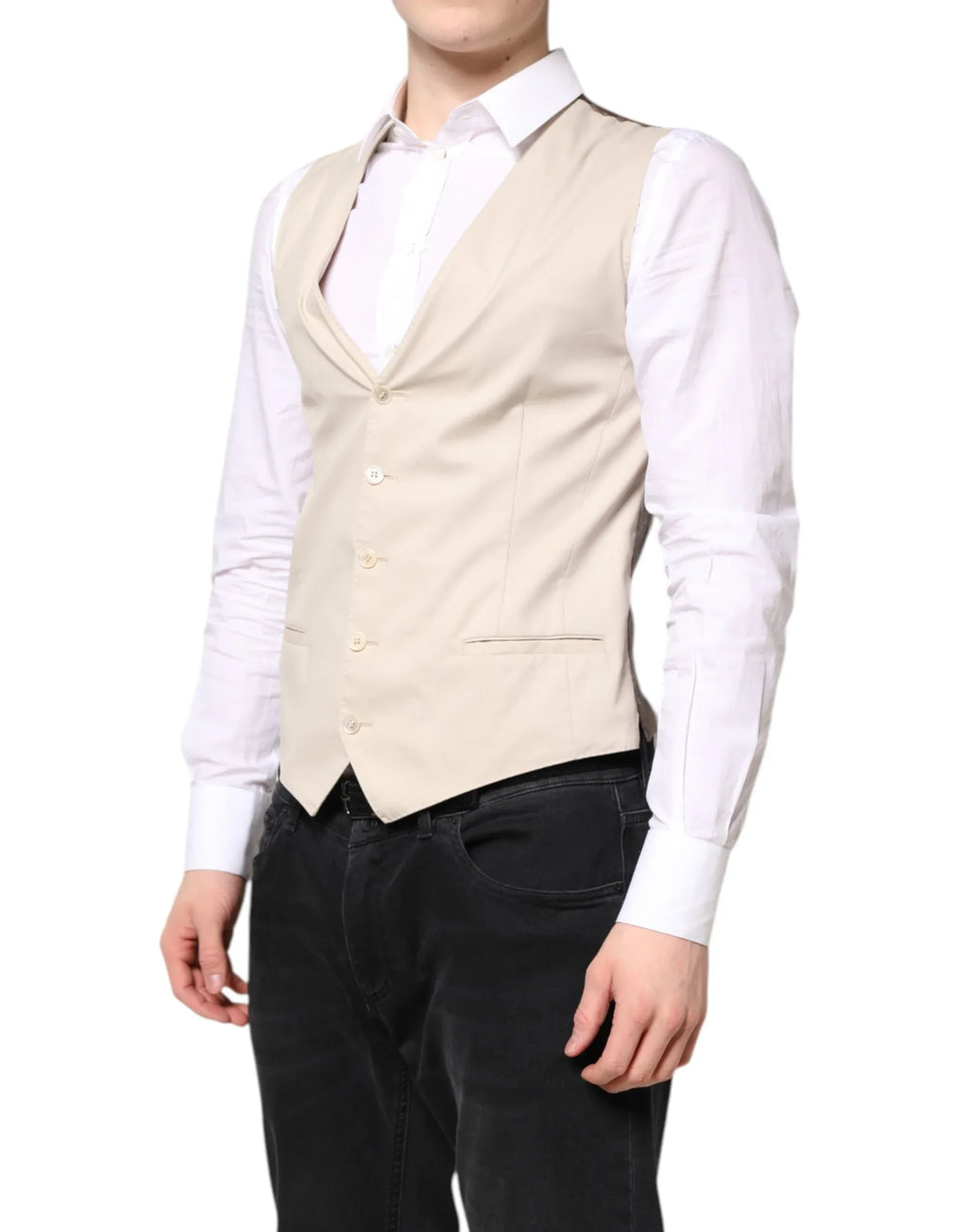 Dolce & Gabbana Beige Gray Dress Men Formal Waistcoat Vest - Zeiniez
