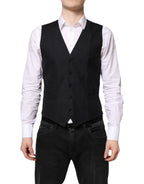 Dolce & Gabbana Black Wool Waistcoat Dress Formal Vest - Zeiniez