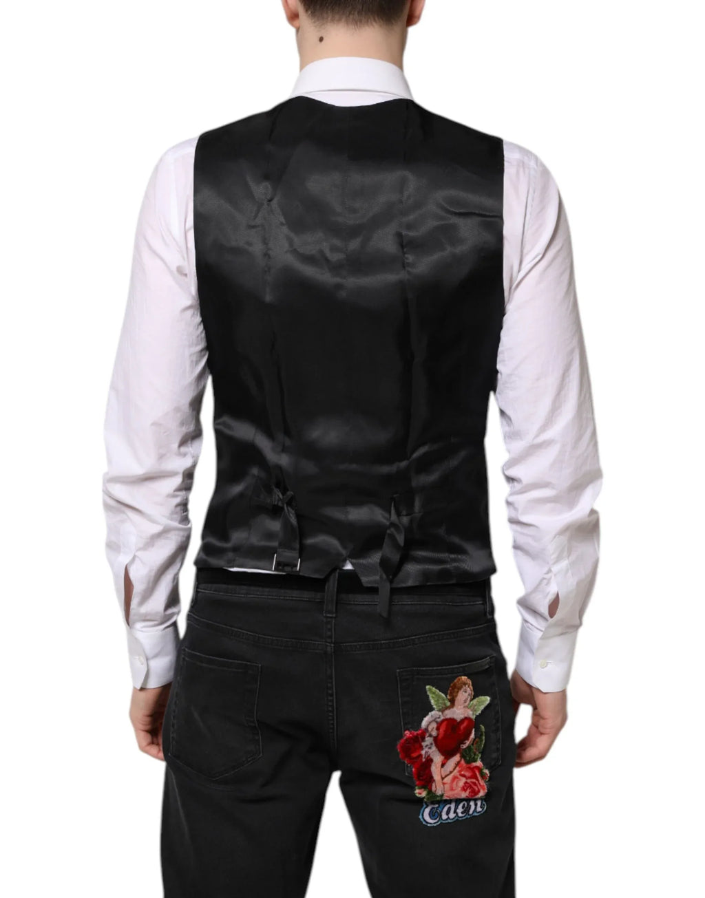Dolce & Gabbana Black Wool Waistcoat Dress Formal Vest - Zeiniez