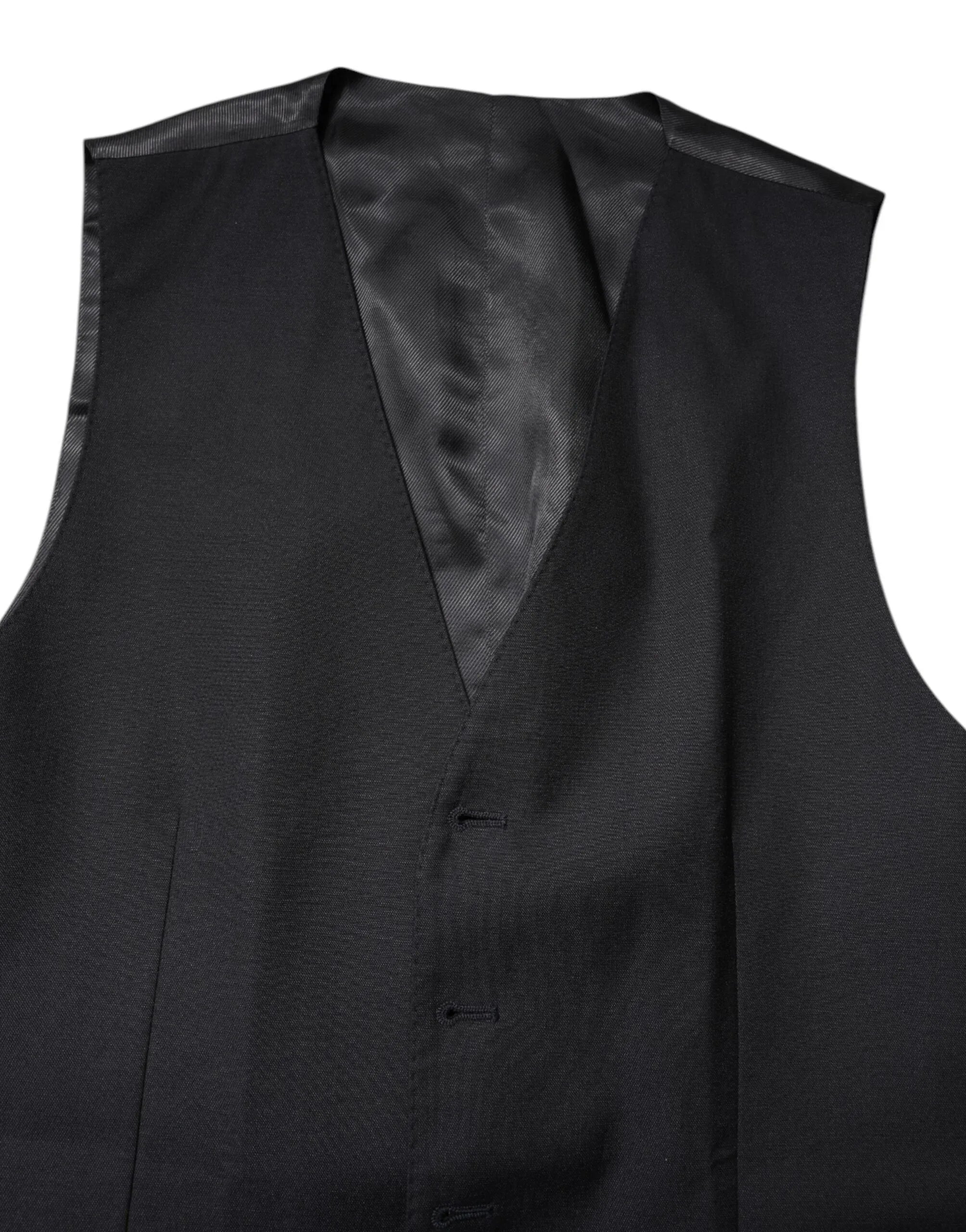 Dolce & Gabbana Black Wool Waistcoat Dress Formal Vest - Zeiniez